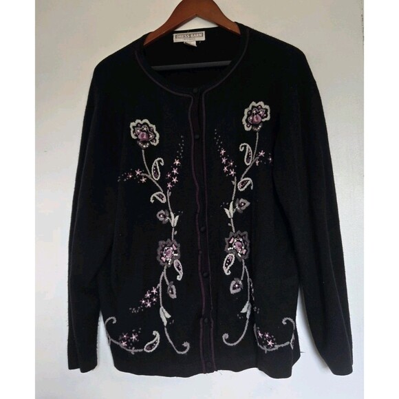 Dress Barn Sweater Womens 1X Plus Black Cardigan Whimsigoth Witchy Goth Fairy - Picture 1 of 8